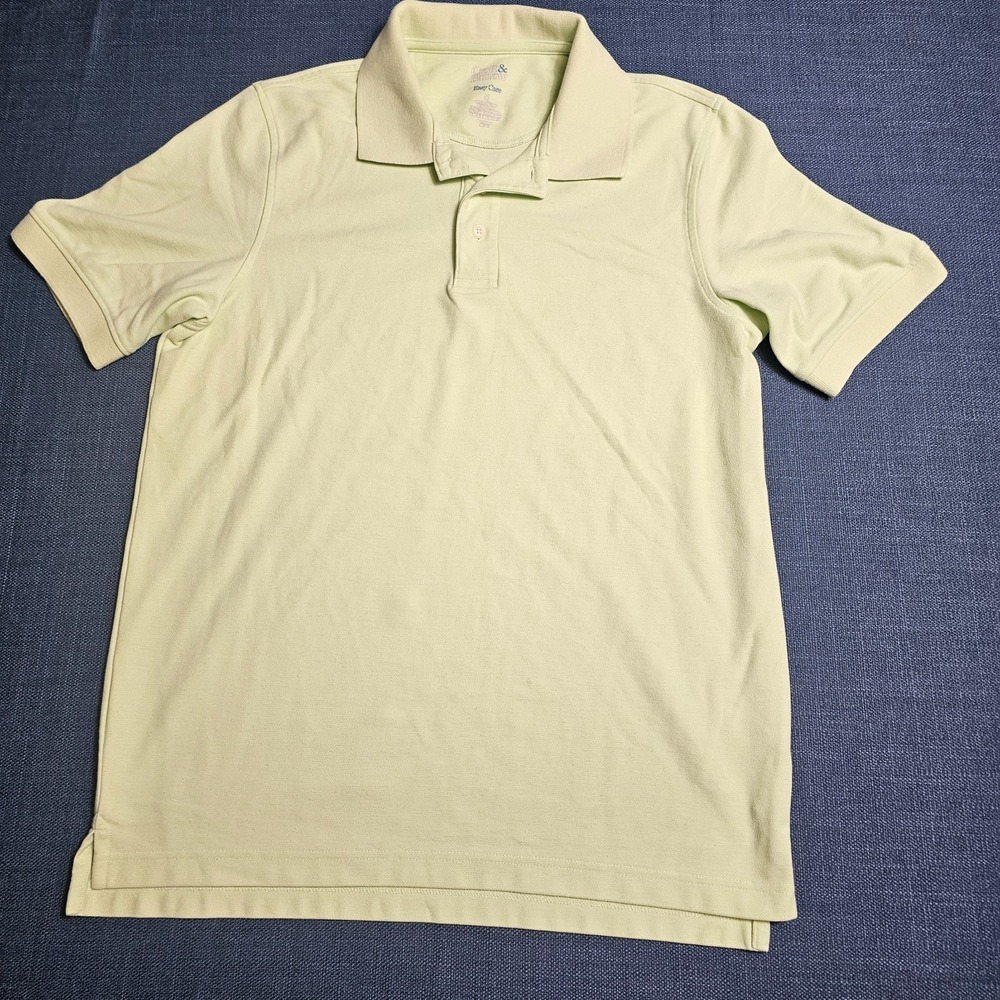 Croft & Barrow Polo Shirt Mens Medium Light Green Pique Cotton Easy Care Golf